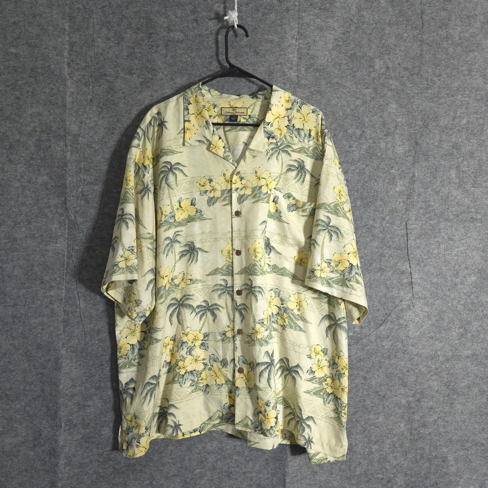 Tommy Bahama Silk Island Zone Hawaiian Shirt Mens Sz XXL Palm Tree Short Sleeve